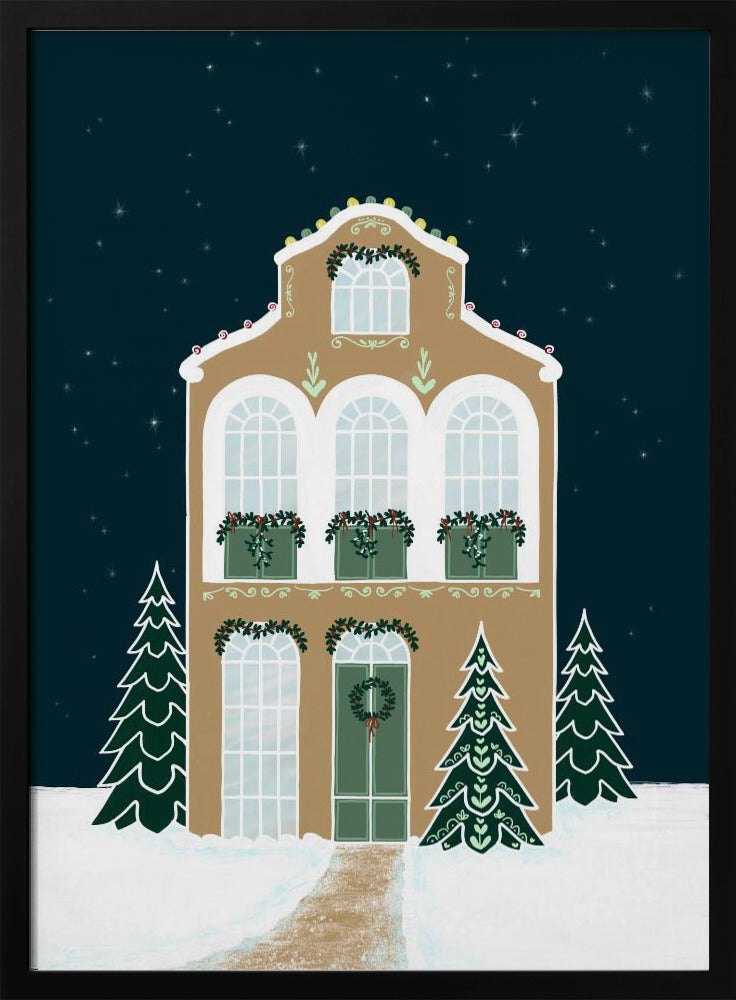 Starry gingerbread home Poster