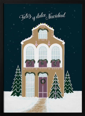 Starry gingerbread home - Feliz y dulce Navidad - Mauve Poster