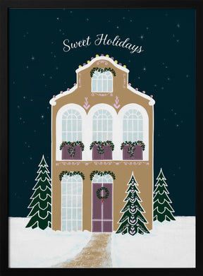 Starry gingerbread home - sweet holidays - mauve Poster