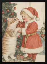 Christmas Kid and Cat Poster