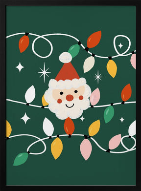 Holiday Christmas Santa Workshop Minimal Retro Green Poster