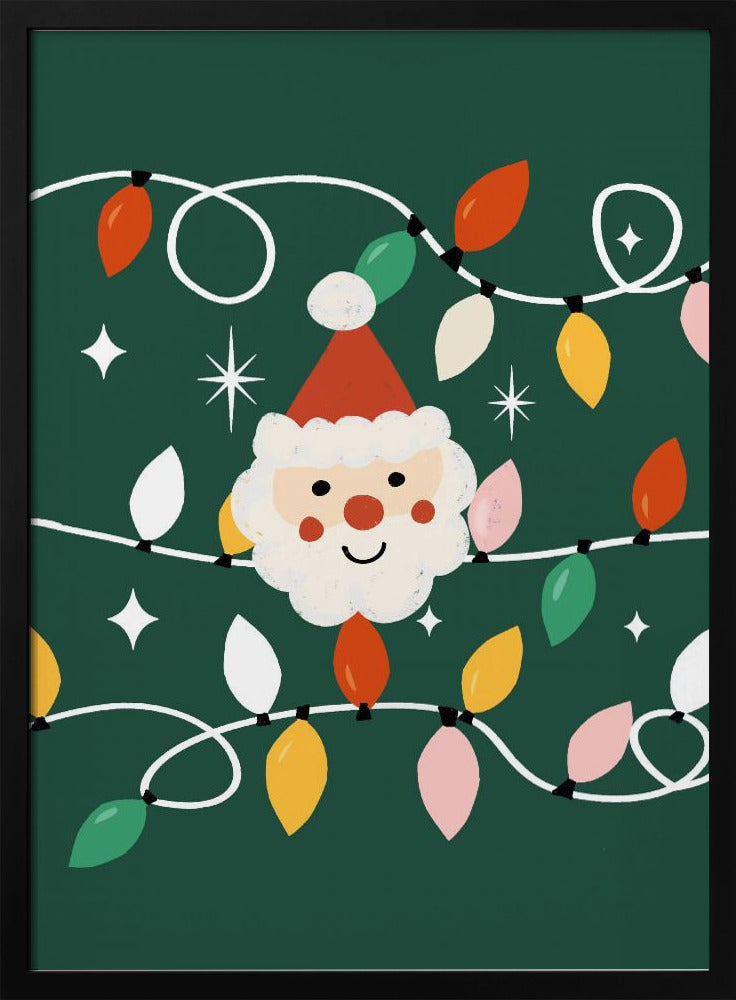 Holiday Christmas Santa Workshop Minimal Retro Green Poster