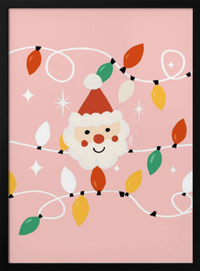 Holiday Christmas Santa Workshop Minimal Retro Pink Poster