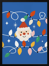 Holiday Christmas Santa Workshop Minimal Retro Blue Poster