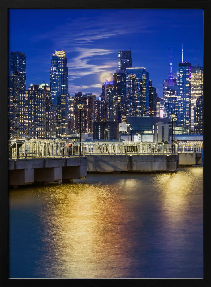 Harvest Moon over the Midtown Manhattan Skyline Poster