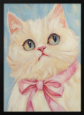 Pink Bow White Cat Poster