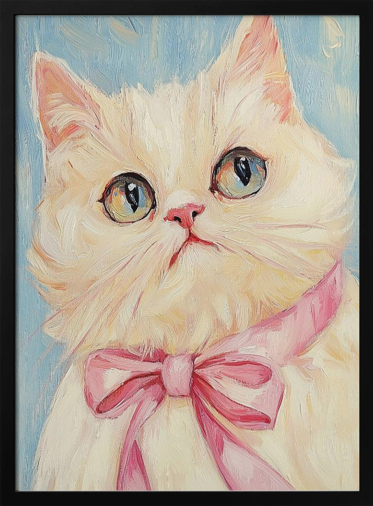 Pink Bow White Cat Poster