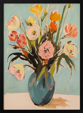 Colorful Flowers in Vase Poster