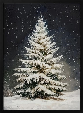 Snowfall Christmas Tree Poster