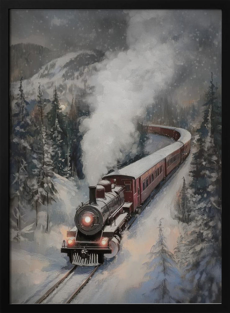 Snowfall Steam Train Poster