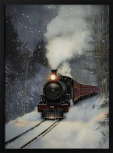 Winter Steam Train Poster