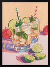 Mojito Summer Cocktails with Lime and Mint Poster