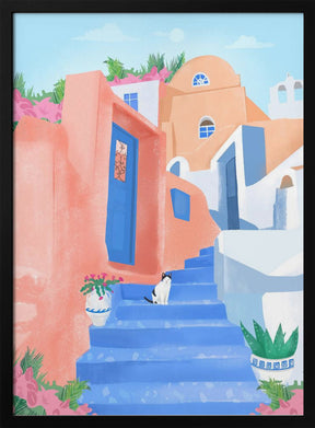 Santorini Street Poster