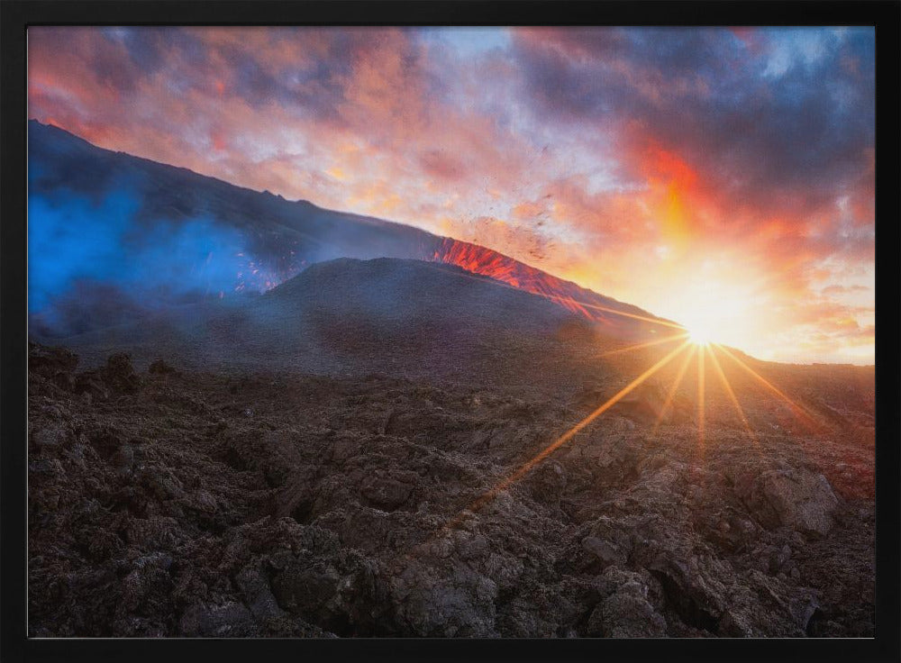 Volcano Sunrise Poster