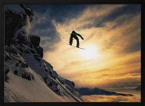 Sunset Snowboarding Poster