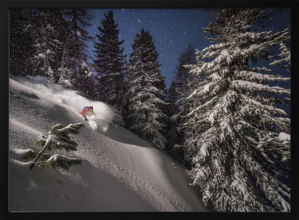 Night Powder turns with Adrien Coirier Poster