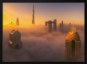 Dubai foggy sunrise in the city A738873 Poster