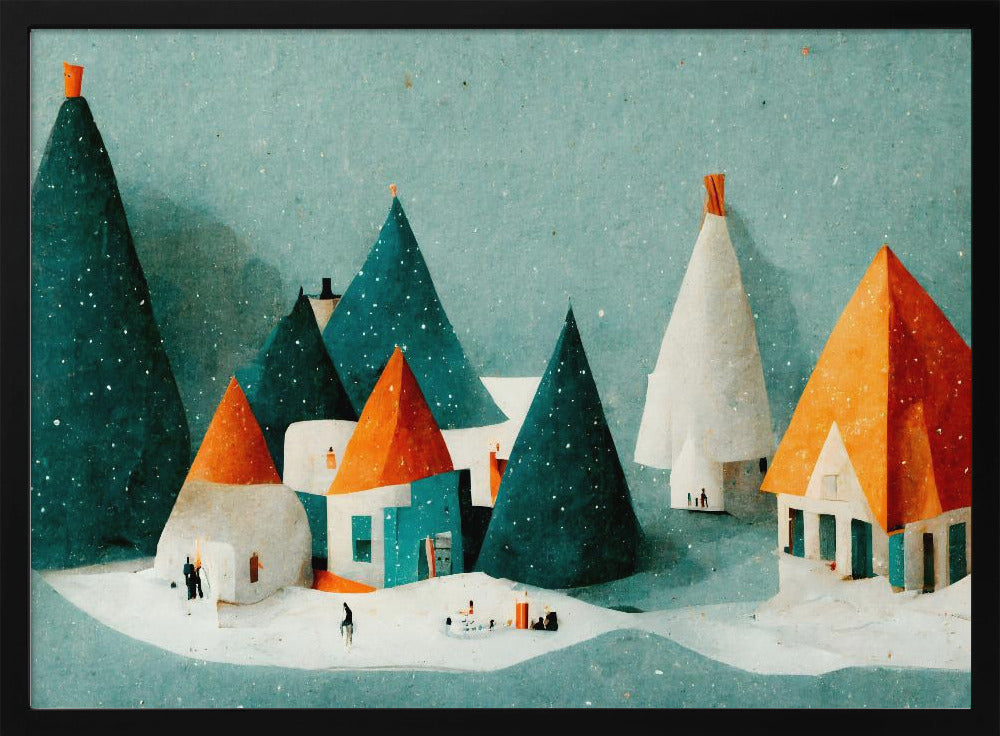 Cute Paper Village Poster