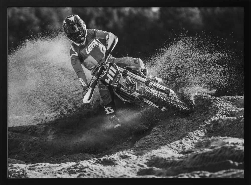 Motocross Black And White Poster