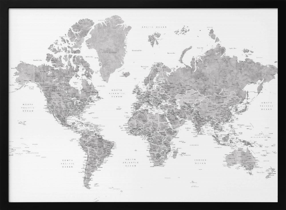 Detailed world map with cities, Jimmy Poster