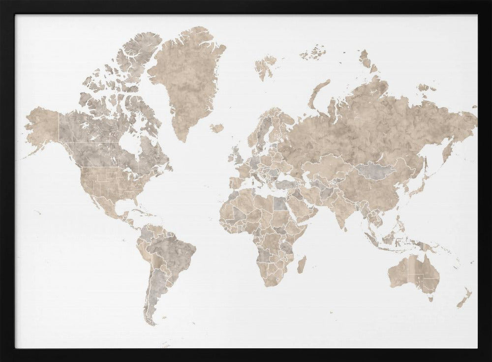 Abey world map no labels Poster