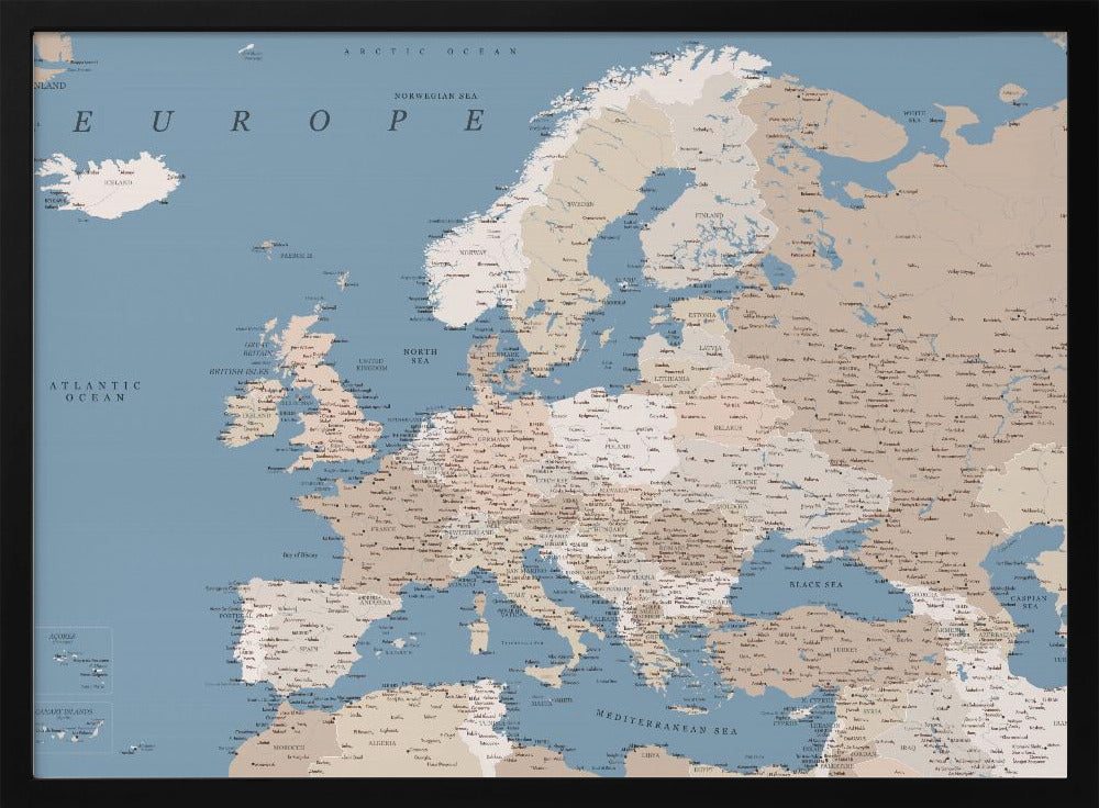 Amias detailed map of Europe Poster