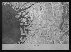 Gray map of Osaka Poster