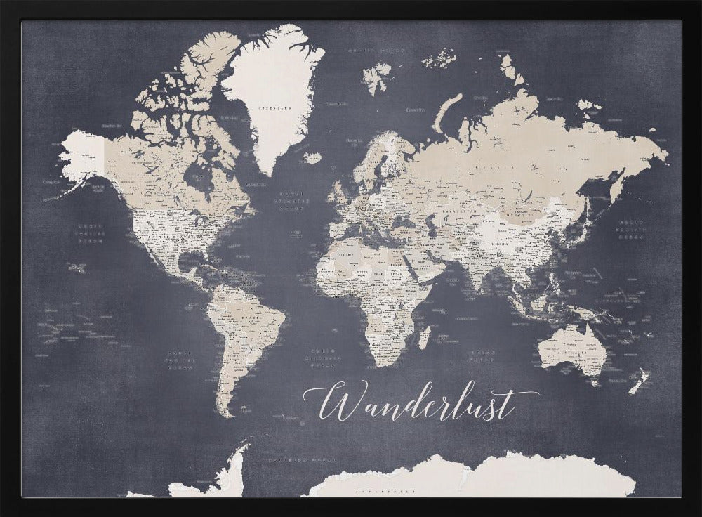 Wanderlust world map Glyn Poster