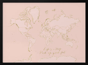 Inspirational pink and gold world map Poster