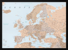 Neutral detailed map of Europe Poster