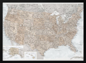 Highly detailed map of the United States, Calista Poster