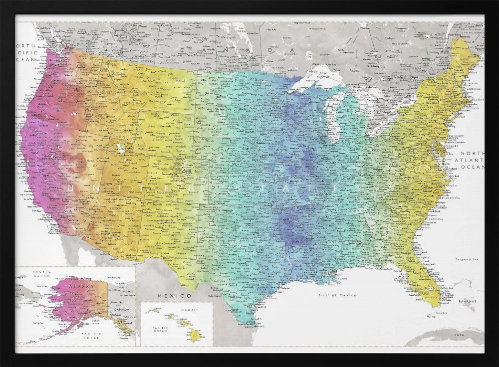 Highly detailed map of the United States, Jude Poster