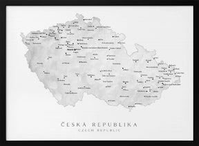 Gray watercolor map of the Czech Republic Poster