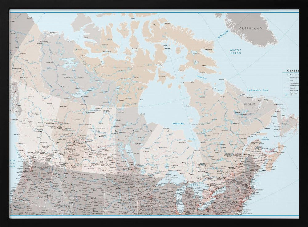 Detailed map of Canada, Lincoln Poster
