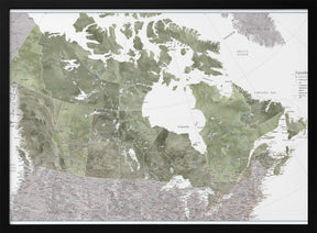 Detailed map of Canada in green watercolor, Helo Poster