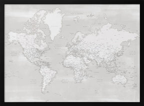 Detailed world map with cities, Maeli neutral Poster