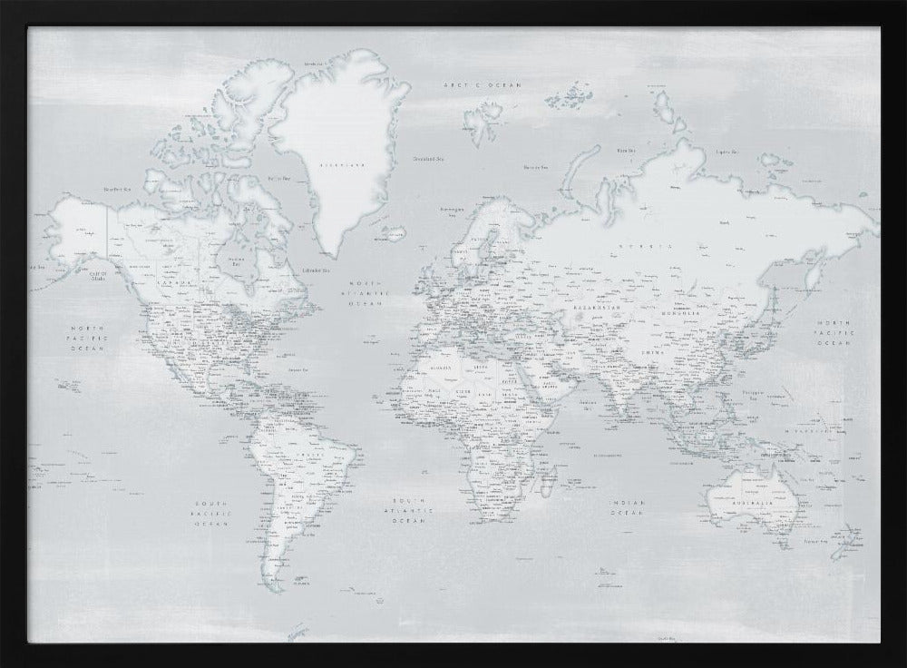 Detailed world map with cities, Maeli cold Poster