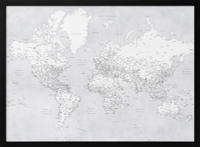 Detailed world map with cities, Siv Poster