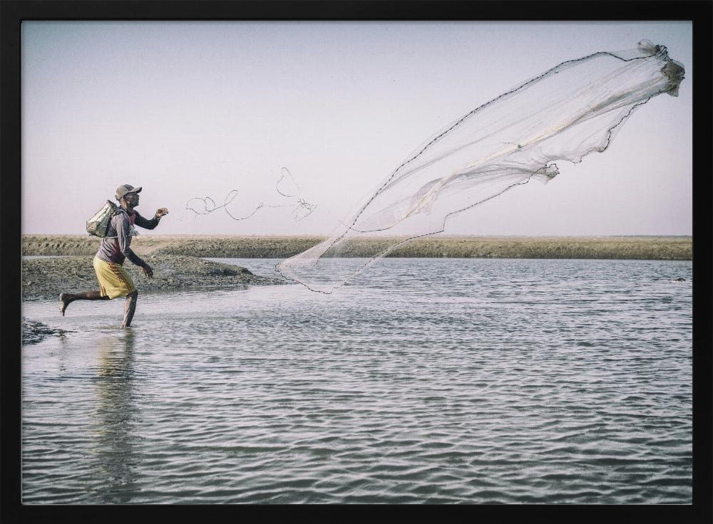 Fisherman with net Poster