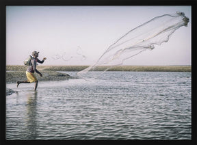 Fisherman with net Poster