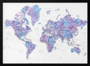 Detailed world map with cities, Raul Poster