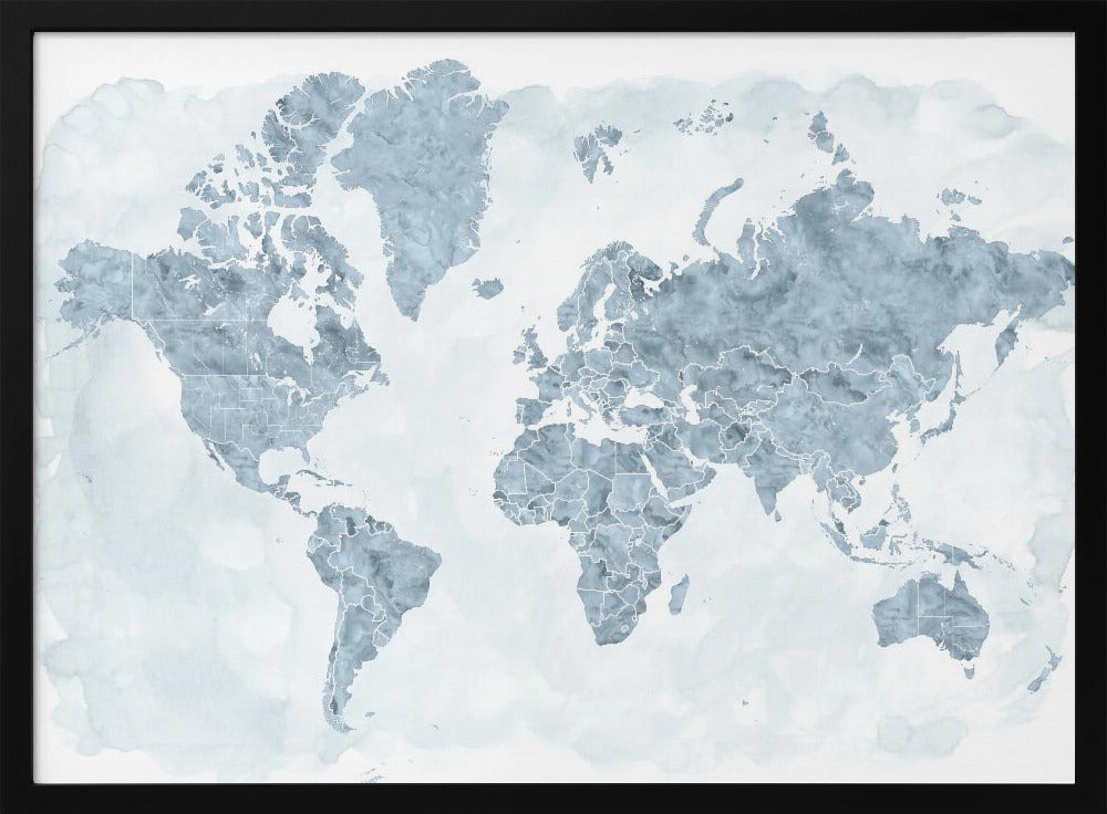 World map with outlined countries, Jacq Poster