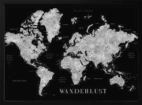 Baibah world map with cities, Wanderlust Poster