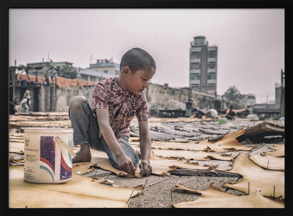 Boy from leather manufacture Poster