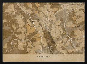 Sepia vintage map of Hannover Germany Poster