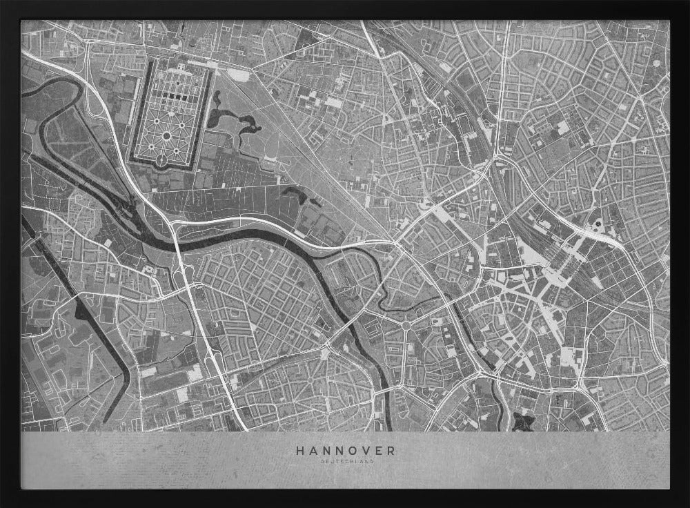 Gray vintage map of Hannover downtown Germany Poster