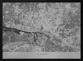 Gray vintage map of Hamburg Germany Poster