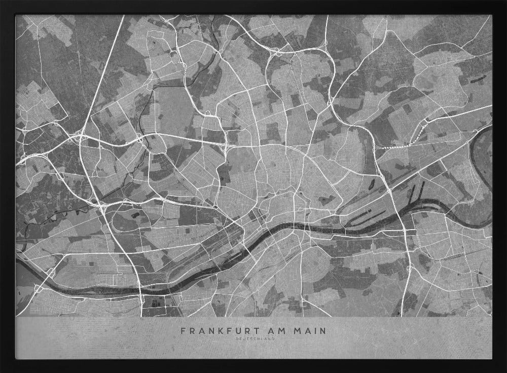 Gray vintage map of Frankfurt Germany Poster