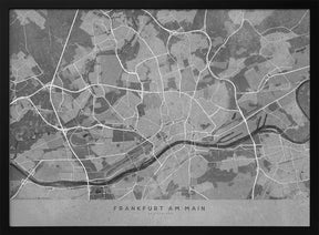 Gray vintage map of Frankfurt Germany Poster