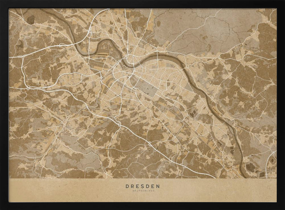 Sepia vintage map of Dresden Germany Poster